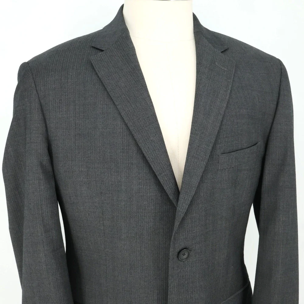 Kenneth Cole Sport Coat Mens 44R Gray Wool Jacket Lined Blazer Awearness Preppy